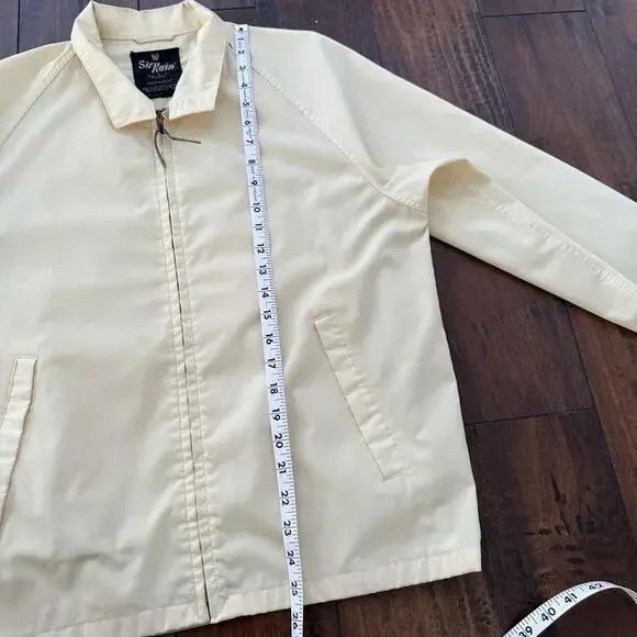 Vintage Work Jacket Men's Yellow Full Zip Gabardine 60s Talon 70s Chore Light - Picture 9 of 11